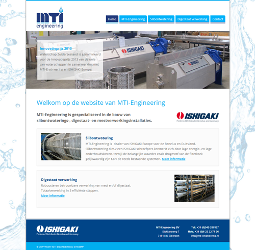 Voorbeeld website o.b.v. Jumpstart webdesign: MTI Engineering